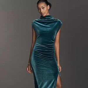 Anthropologie The Maya Stretch Velvet Cowl-Neck Dress